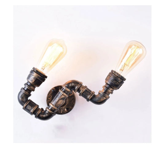 Creative Water Pipe Wall Lamp Bedroom Retro Wrought Iron