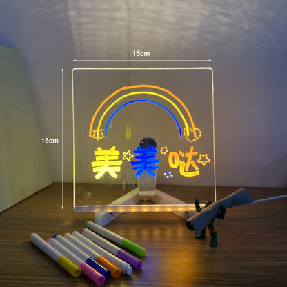 USB LED Night Light Acrylic Message Note Board Bedroom Night lamp