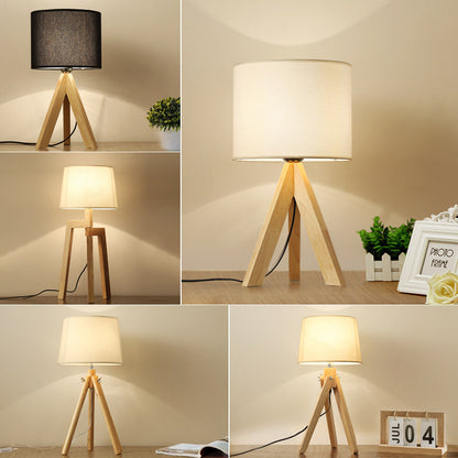 Wooden Art Study Room Fashion Rural Fabric Table Lamp