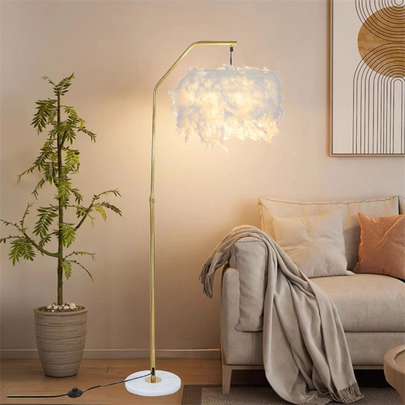 Creative Marble Feather Floor Lamp In Living Room