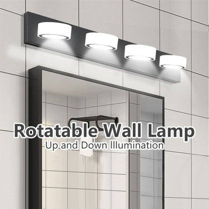 LED Modern Black 4 Light Vanity Light Fixture Mirror