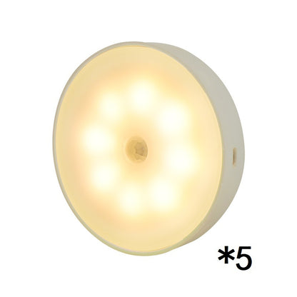 Usb Rechargeable Motion Sensor Light Round LED Puck