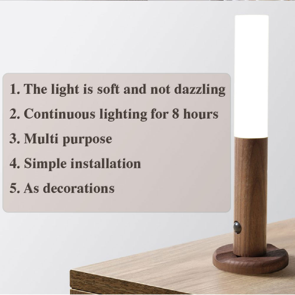 Auto LED USB Magnetic Wood Wireless Night Light Corridors