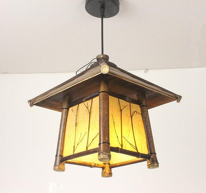 Retro Chinese Style Chandelier Tea Room Bamboo Lamp