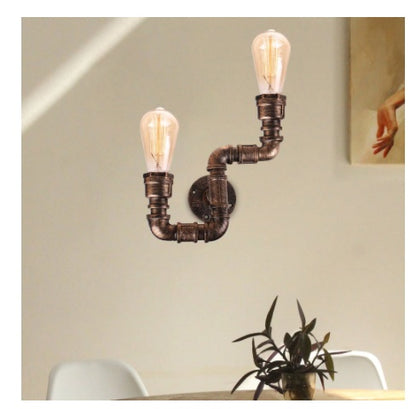 Creative Water Pipe Wall Lamp Bedroom Retro Wrought Iron