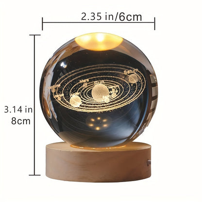 Creative 3D Inner Carving Luminous Crystal Ball Night Lamp