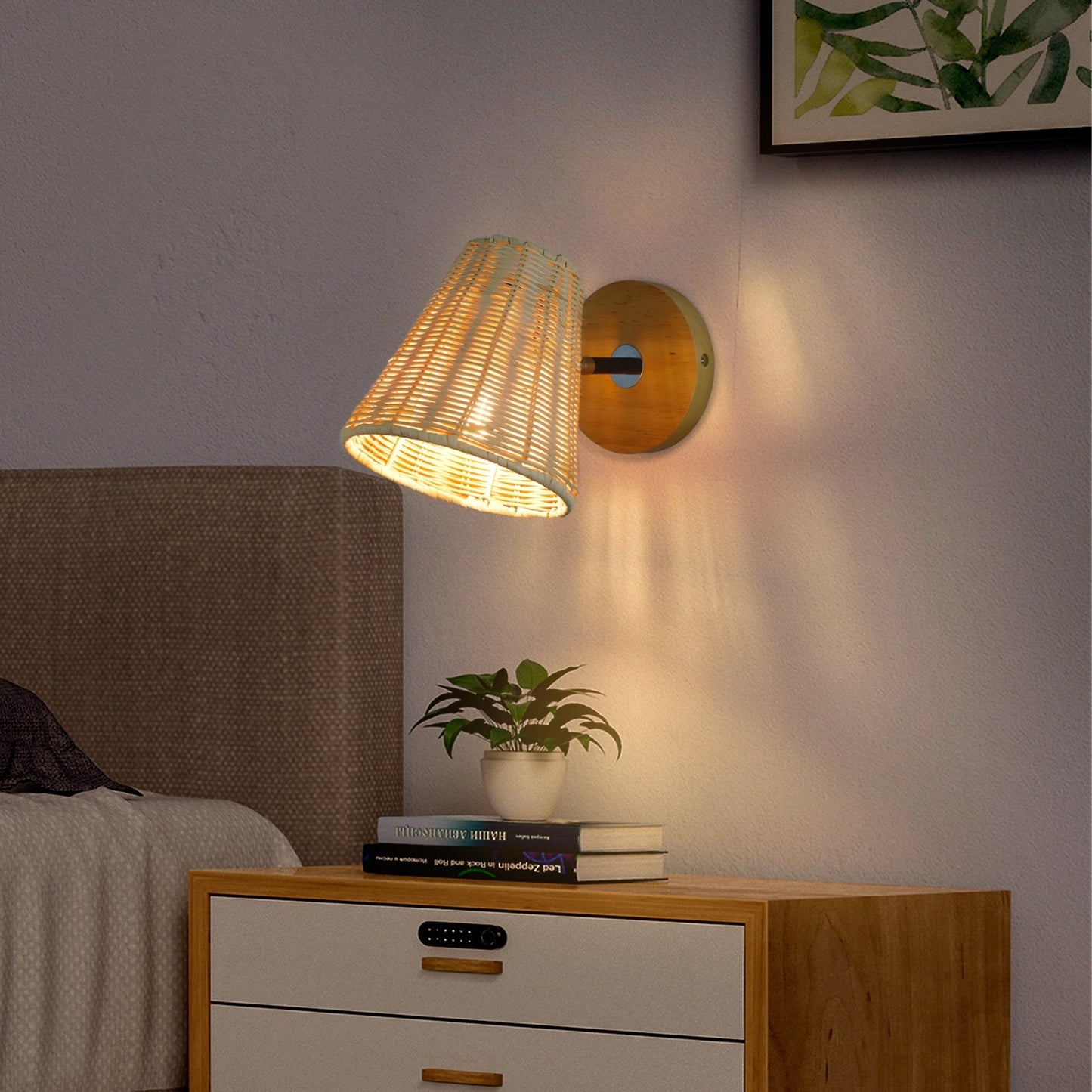 Rattan Wall Lamp Bedside Wall Lamp Mirror Front Lamp