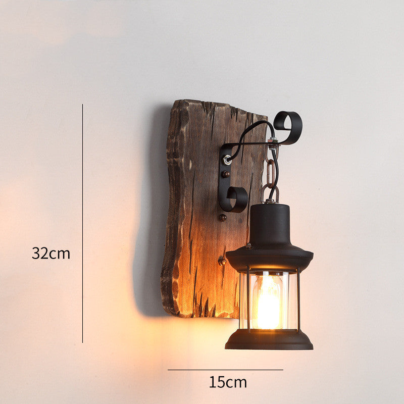 Retro Nostalgic Boat Wood Wall Lamp Industrial Style