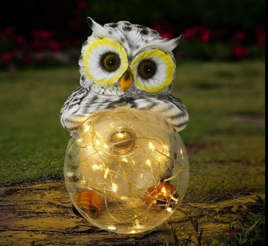 LED Resin Amazon Owl Hug Ball Outdoor Villa Garden Landscape Light