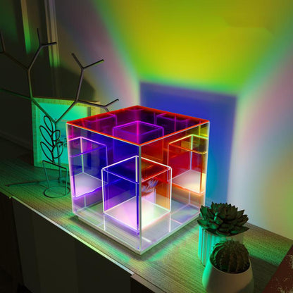 Acrylic Cube LED Color Table Lamp