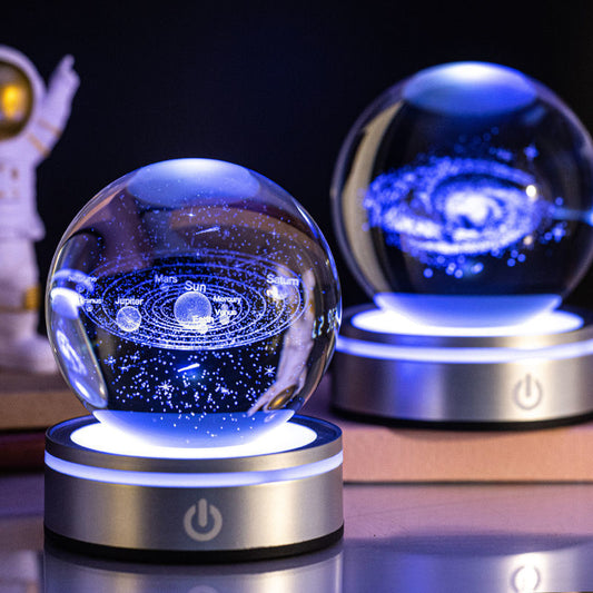 Creative 3D Inner Carving Luminous Crystal Ball Night Lamp