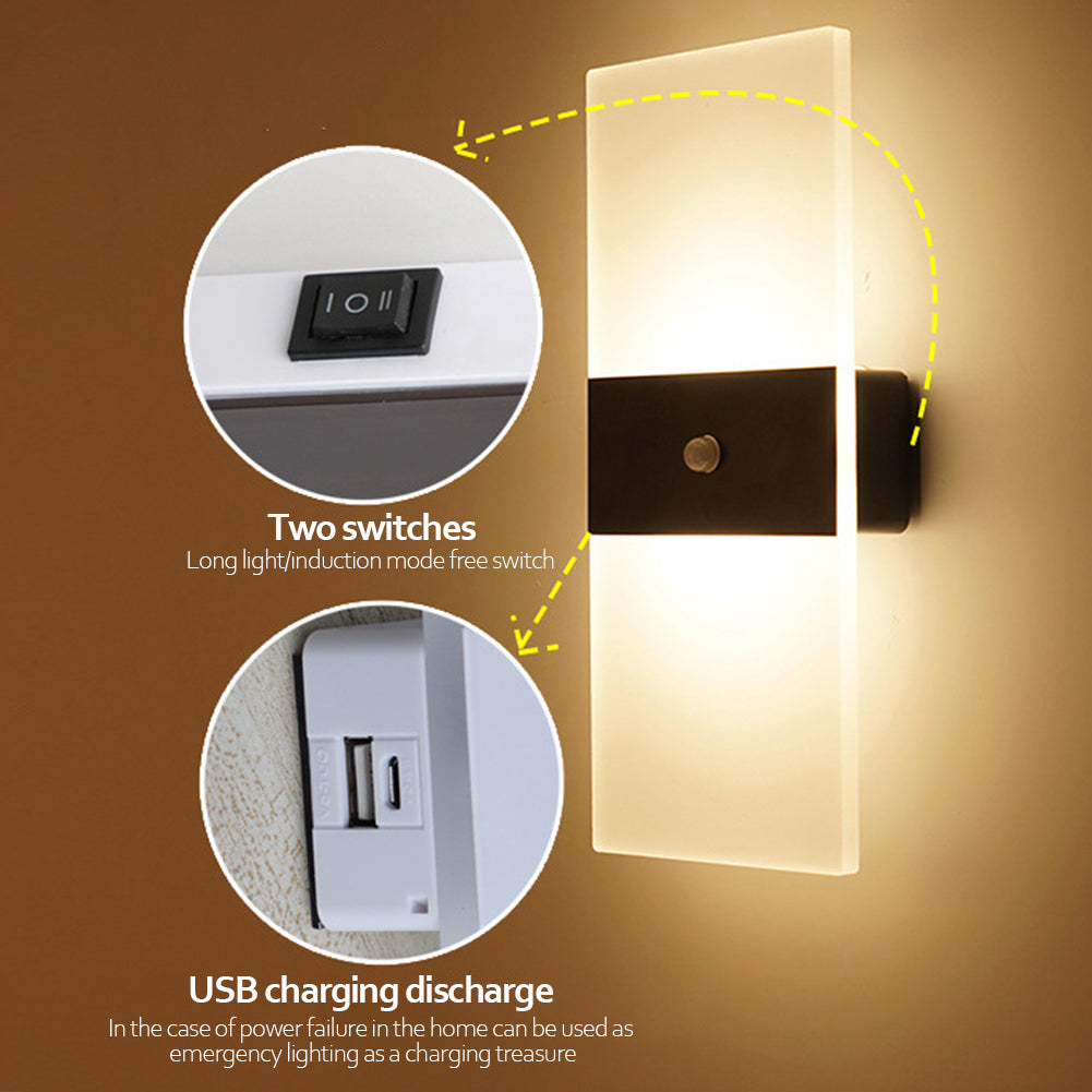 USB Rechargeable Wall Lights Home Indoor Motion Sensor