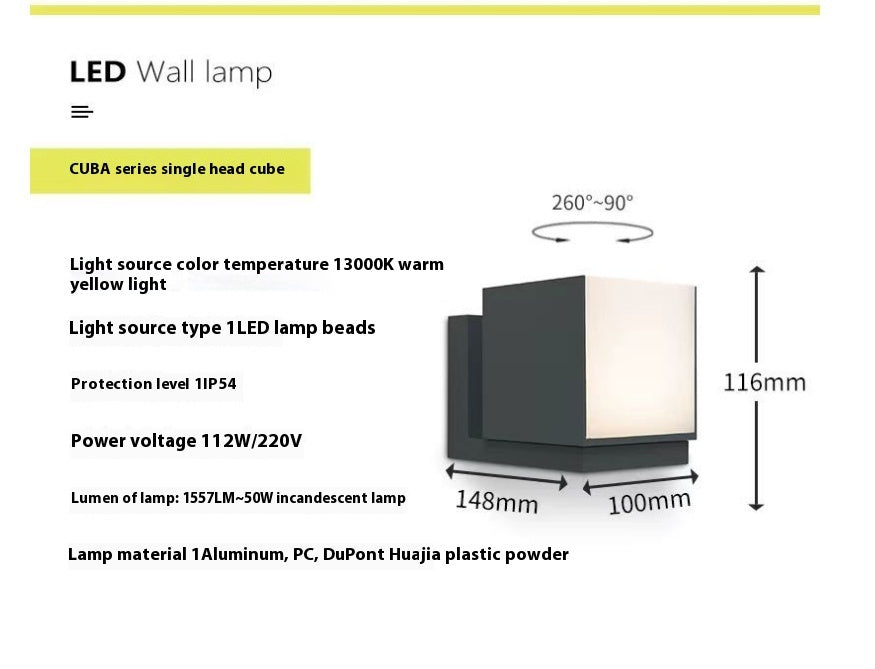 Outdoor Waterproof Die-casting Wall Lamp Garden Villa