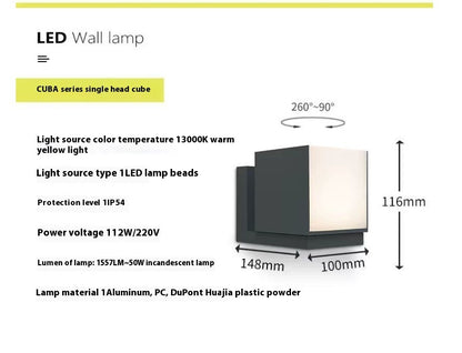 Outdoor Waterproof Die-casting Wall Lamp Garden Villa