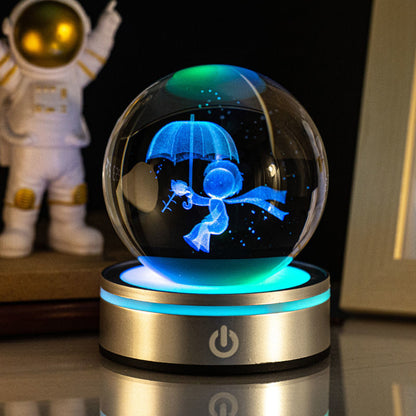 Creative 3D Inner Carving Luminous Crystal Ball Night Lamp