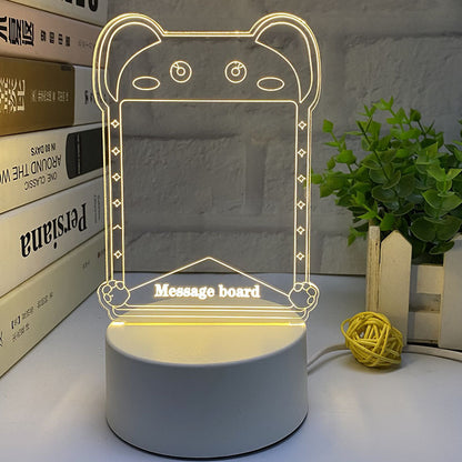 3d Small Night Lamp Desktop Luminous Note Board