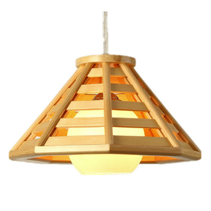 Modern Minimalist Bamboo Woven Woodcraft Ceiling Lamp