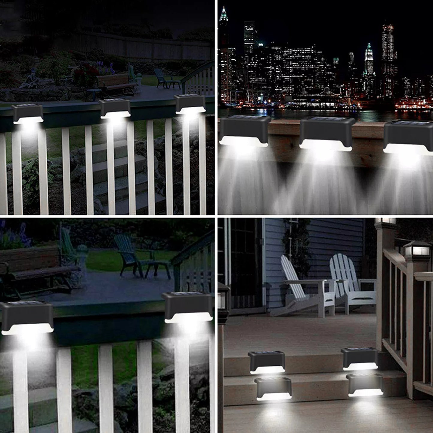 4 Solar LED Bright Deck Lights Outdoor Garden Patio Light