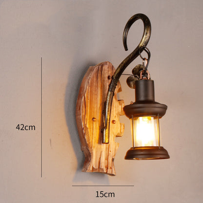 Retro Nostalgic Boat Wood Wall Lamp Industrial Style