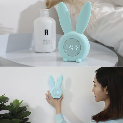 LED Digital Alarm Clock Bunny Ear Electronic LED Display