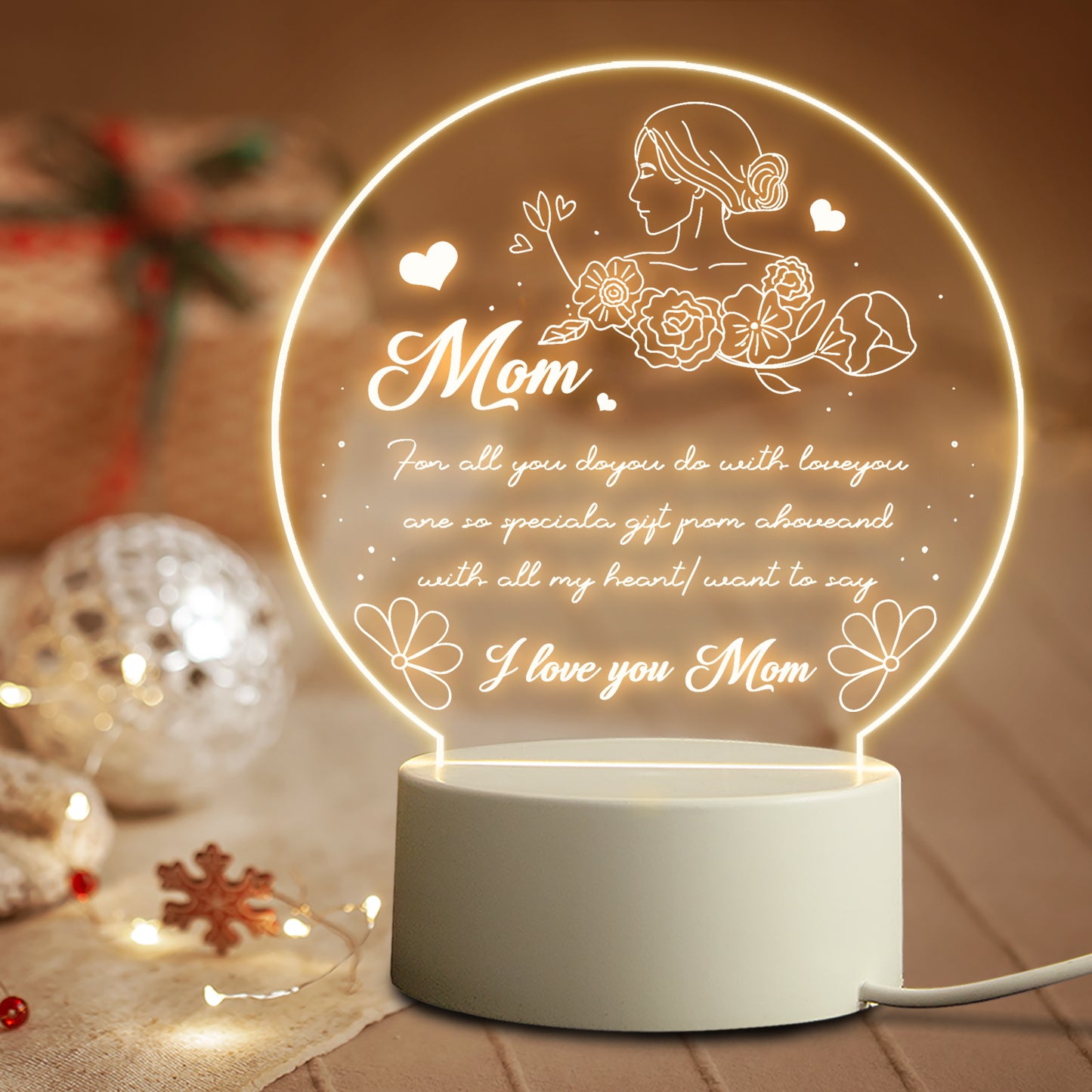 Mother's Day Birthday Personalized Decoration Bedside Table Lamp Unique Gift For Mom