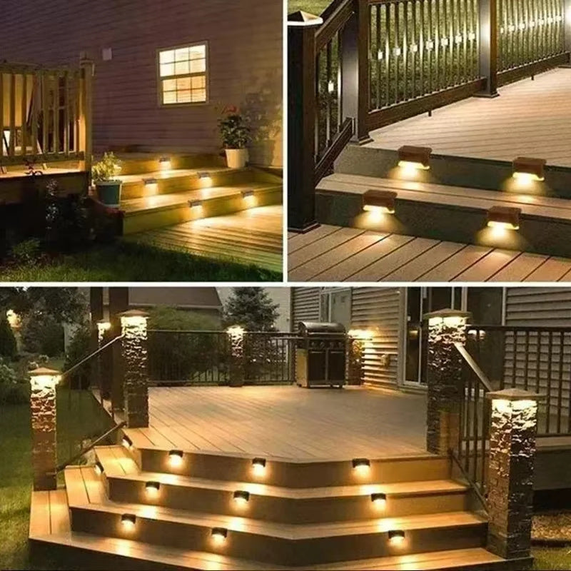 4 Solar LED Bright Deck Lights Outdoor Garden Patio Stairs Light