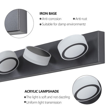 LED Modern Black 4 Light Vanity Light Fixture Mirror