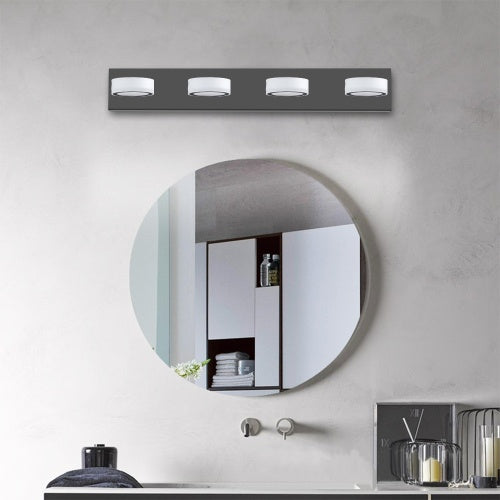 LED Modern Black 4 Light Vanity Light Fixture Mirror