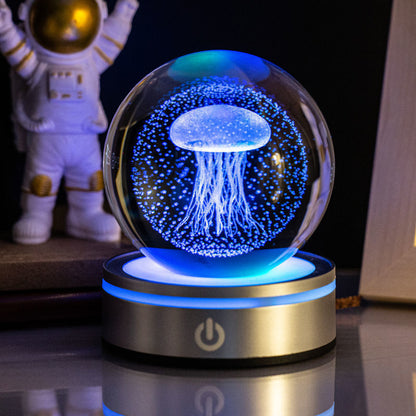 Creative 3D Inner Carving Luminous Crystal Ball Night Lamp