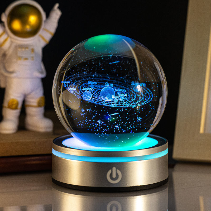 Creative 3D Inner Carving Luminous Crystal Ball Night Lamp