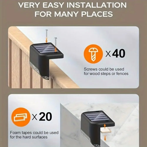 New Solar Deck Lights Outdoor Waterproof LED Steps Lamps For Stairs Fence NEW