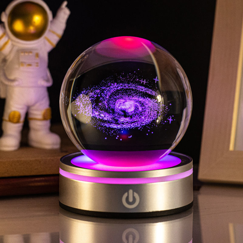 Creative 3D Inner Carving Luminous Crystal Ball Night Lamp