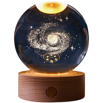 Crystal Ball 3D Inner Carved Solar System Glowing Night Lights