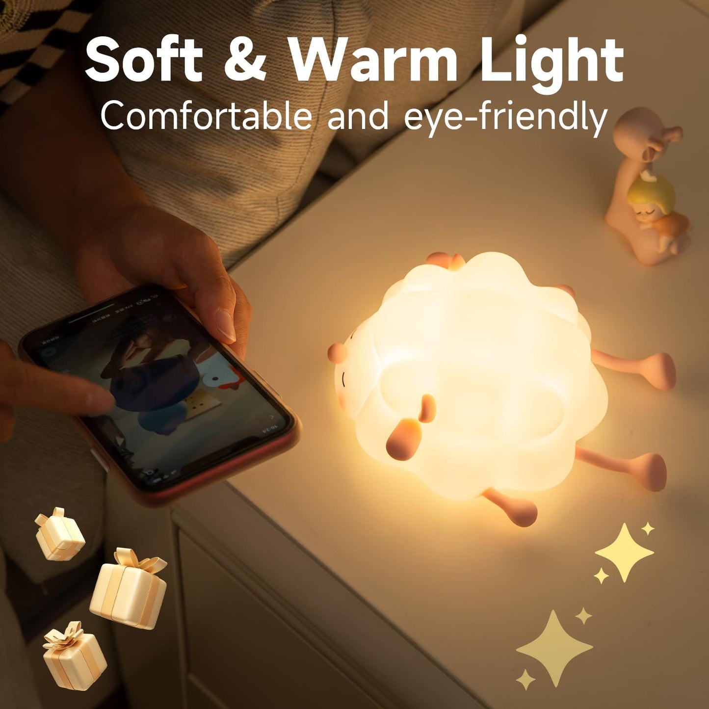 Cute Silicone Night Lights Sheep Cartoon Bedroom Lamp