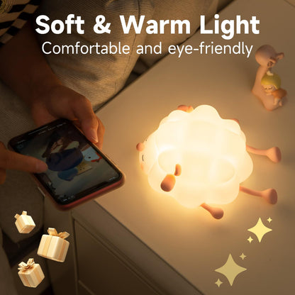 Cute Silicone Night Lights Sheep Cartoon Bedroom Lamp