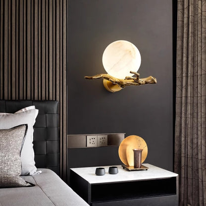 Light Luxury Copper Marble Creative Bedroom Wall Lamp