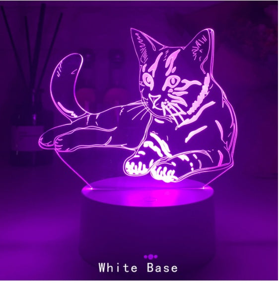 Cat Series 3D Desk Lamp USB Colorful Gradient Touch Light