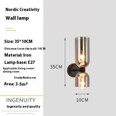 Simple Double-headed Glass Bedside Wall Lamp