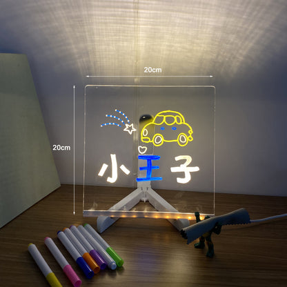 USB LED Night Light Acrylic Message Note Board Bedroom Night lamp