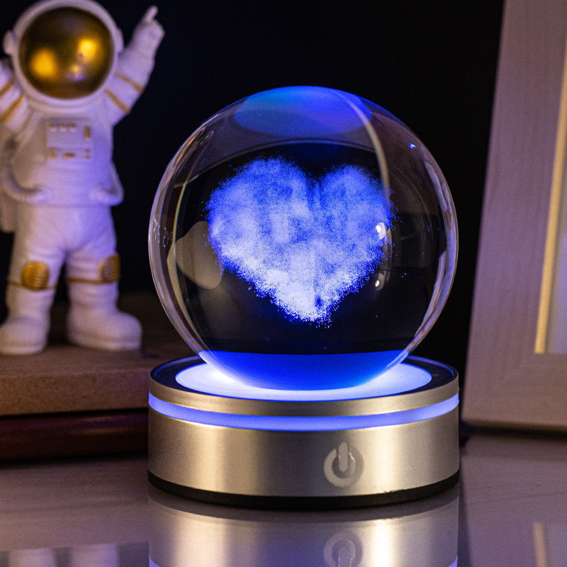 Creative 3D Inner Carving Luminous Crystal Ball Night Lamp