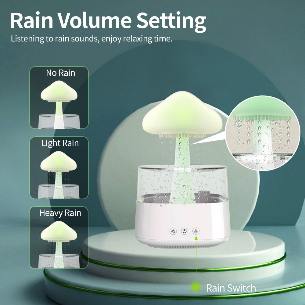 2-in-1 Desk Humidifier Rain Cloud Night Light Mushroom Lamp