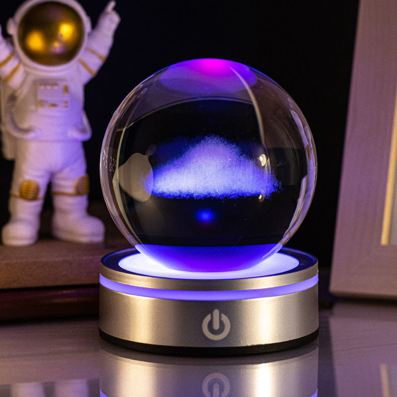 Creative 3D Inner Carving Luminous Crystal Ball Night Lamp