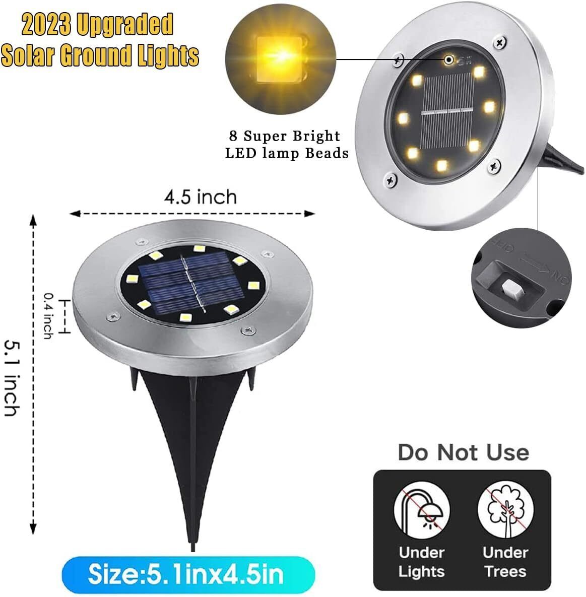 8LEDs Ground Solar Lights 20X Outdoor Garden Path AU