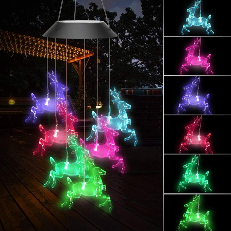 Outdoor Solar Wind Chime Lamp Hummingbird Butterfly Ball