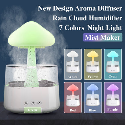 2-in-1 Desk Humidifier Rain Cloud Night Light Mushroom Lamp