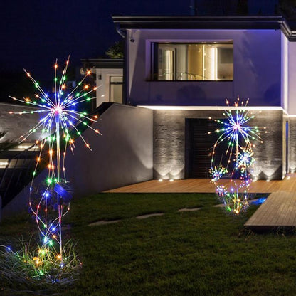 Solar Powered Garden Flowers Firework Lights Outdoor Landscape Lamp