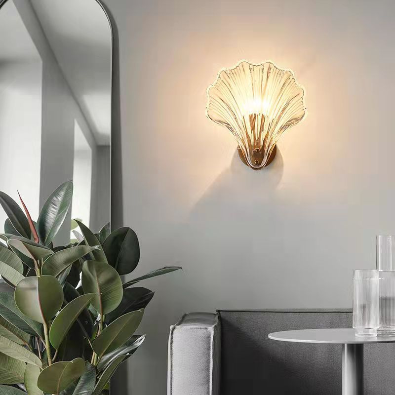 Simple Shell Glass Master Bedroom Italian Wall Lamp