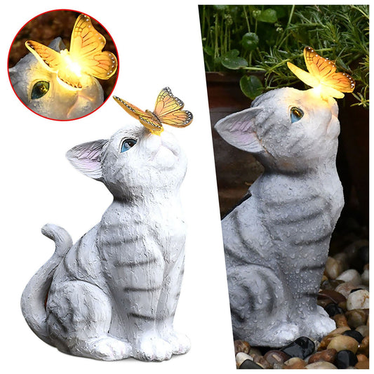 Creative Resin Cat Solar Sculpture Ornaments Outdoor Decoration