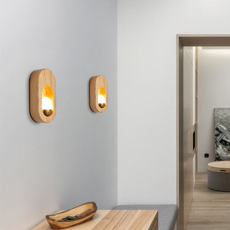 Simple Modern LED Solid Wood Wall Lamp