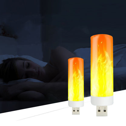 USB Atmosphere Light LED Flame Flashing Candle Lights Book Lamp